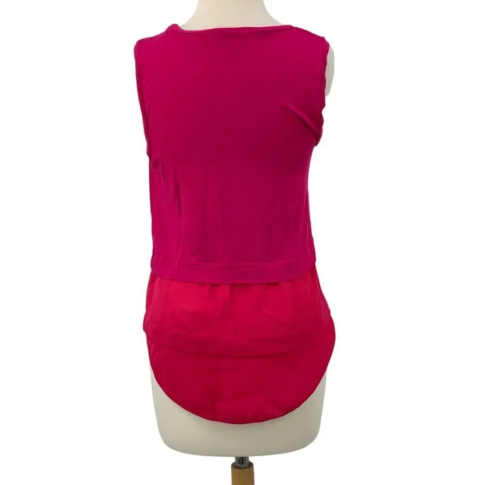 Michael Kors Women's Sleeveless Fuchsia‎ Pink Layered Tiered Tank Top Size S